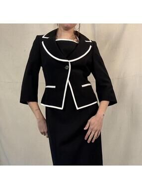 Sleek and structured Hobbs London black dress and blazer set